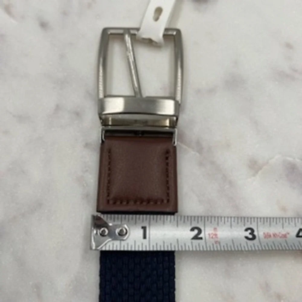 Goodfellow & Co Mens Reversible Braided Stretch Belt Navy Tan Large 36-40 NEW‎
